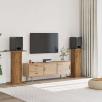  Speakerstandaards 2 st 30x30x95 cm hout artisanaal eikenkleurig