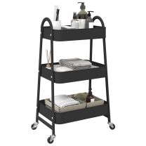  Opbergtrolley 3-laags 42x41,5x77 cm staal zwart