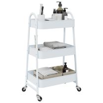  Opbergtrolley 3-laags 42x41,5x77 cm staal wit