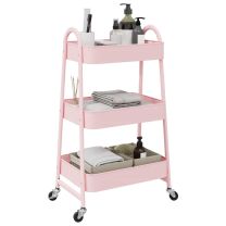  Opbergtrolley 3-laags 42x41,5x77 cm staal roze