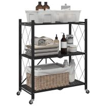  Opbergrek op wielen 71x34x88 cm staal zwart