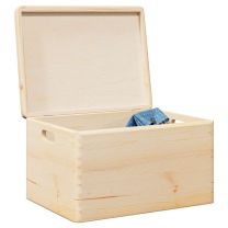  Houten kist met deksel&handvatten 40x30x23cm massief grenenhout