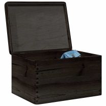  Houten kist met deksel 40x30x23 cm massief grenenhout zwart