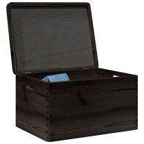  Houten kist met deksel&handvatten 40x30x23cm grenenhout zwart