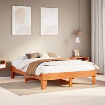  Bedframe zonder matras massief grenenhout wasbruin 140x200 cm