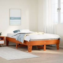  Bedframe zonder matras massief grenenhout wasbruin 120x200 cm