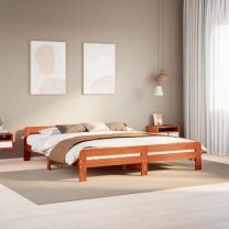  Bedframe zonder matras massief grenenhout wasbruin 200x200 cm