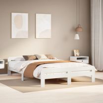  Bedframe zonder matras massief grenenhout wit 160x200 cm