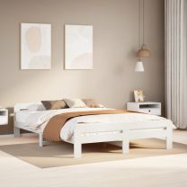  Bedframe zonder matras massief grenenhout wit 150x200 cm