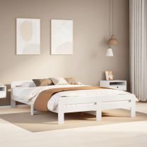  Bedframe zonder matras massief grenenhout wit 140x200 cm