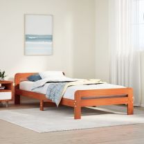  Bedframe zonder matras massief grenenhout wasbruin 75x190 cm