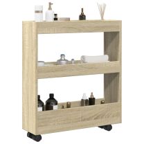  Opbergtrolley smal 3-laags bewerkt hout sonoma eikenkleurig