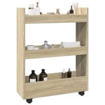  Opbergtrolley smal 3-laags bewerkt hout sonoma eikenkleurig