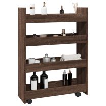  Opbergtrolley smal 4-laags bewerkt hout bruin eikenkleurig