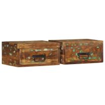 Nachtkastjes 2 st wandgemonteerd massief gerecycled hout