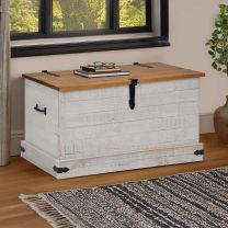  Opbergkist HALDEN wit 91x48x47 cm massief grenenhout