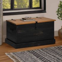  Opbergkist HALDEN zwart 91x48x47 cm massief grenenhout