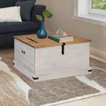  Opbergkist HALDEN wit 91x91x47 cm massief grenenhout