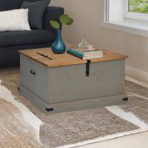  Opbergkist HALDEN grijs 91x91x47 cm massief grenenhout