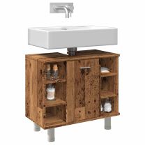  Badkamerkast 60x32x53,5 cm bewerkt hout oud houtkleurig