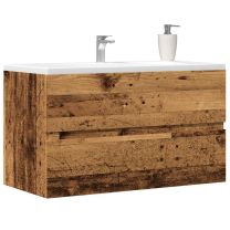  Badkamerwandkast 80x38,5x45 cm bewerkt hout oud houtkleurig