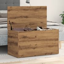  Opbergkist 84x42x46 cm bewerkt hout artisanaal eikenkleurig
