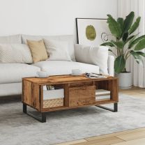  Salontafel 90x50x36,5 cm bewerkt hout oud houtkleurig