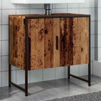  Wastafelkast 60x33x60 cm bewerkt hout oud houtkleurig