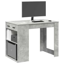  Bureau met lade en plank 102x62x77,5 cm bewerkt hout betongrijs