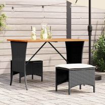  Tuintafel met acaciahouten blad 105x75x72 cm poly rattan zwart