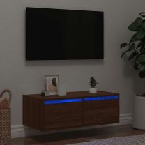  Tv-meubel met LED-verlichting 75x35,5x25 cm bruin eikenkleur