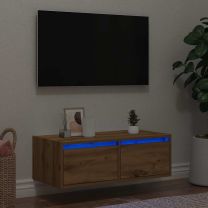  Tv-meubel met LED-verlichting 75x35,5x25 cm artisanaal eiken