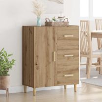 Dressoir artisanaal eikenkleurig 34 x 69,5 x 90 cm Bewerkt hout