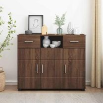  Dressoir bruin eikenkleur 88.5 x 30.5 x 73 cm Bewerkt hout
