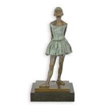 A BRONZE SCULPTURE OF A LITTLE DANCER BROWN GREEN FINISH