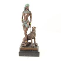 A BRONZE SCULPTURE OF CLEOPATRA WITH PANTHER