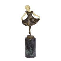 A RESIN MOUNTED BRONZE SCULPTURE CALLED LIESELOTTE