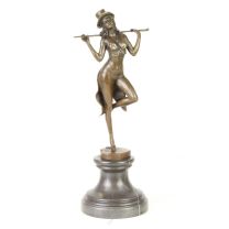 A BRONZE SCULPTURE OF A REVUE DANCER