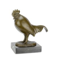 A BRONZE SCULPTURE OF A ROOSTER