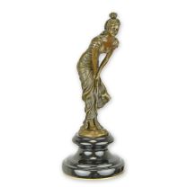 A BRONZE SCULPTURE OF A DANCER (BRASS PLATE UNDERNEATH BASE)