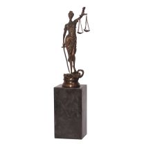 A BRONZE SCULPTURE OF THE LADY JUSTICE