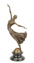 A BRONZE SCULPTURE OF A HOVERING DANCER