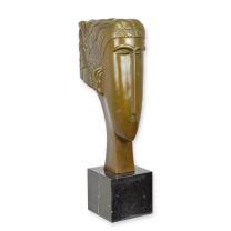 A BRONZE SCULPTURE OF AN ART DECO HEAD