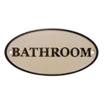 A CAST IRON "BATHROOM" PLAQUE