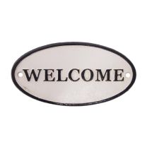 A CAST IRON "WELCOME" PLAQUE