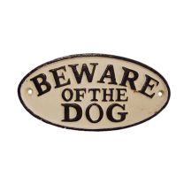 A CAST IRON "BEWARE OF THE DOG" PLAQUE