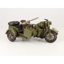 Blikken model van een leger-motorfiets met zijspan