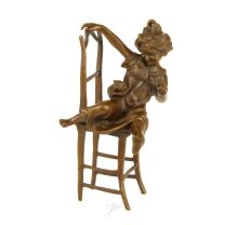 Bronzen beeld genaamd "happy cat"