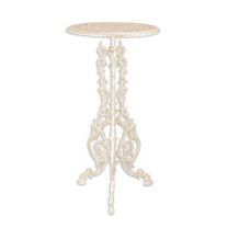 A CAST IRON PLANT TABLE, WHITE