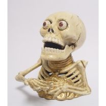 EEN GIETIJZEREN MECHANISCHE BANK MET SKELET